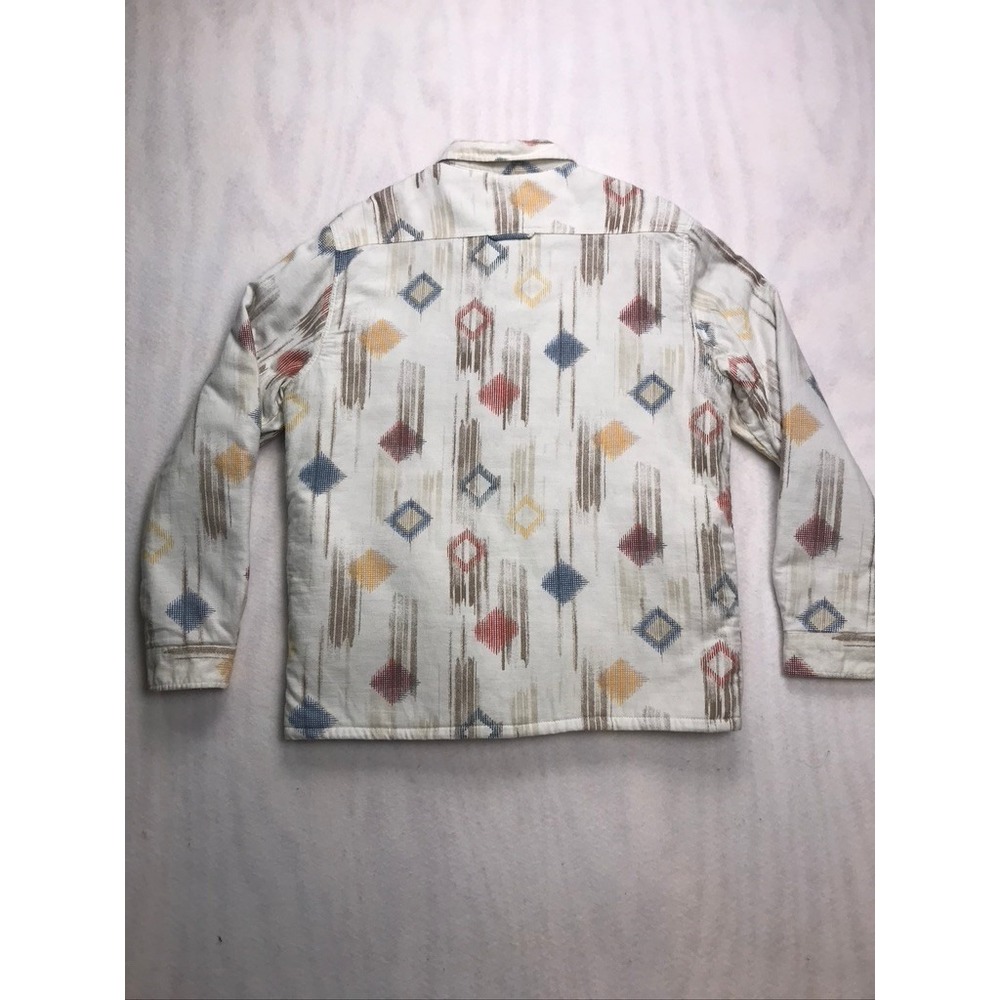 Sun + Stone Mens Quilted Lined‎ Shirt Jacket Medium White Tribal Geometric - Picture 10 of 10